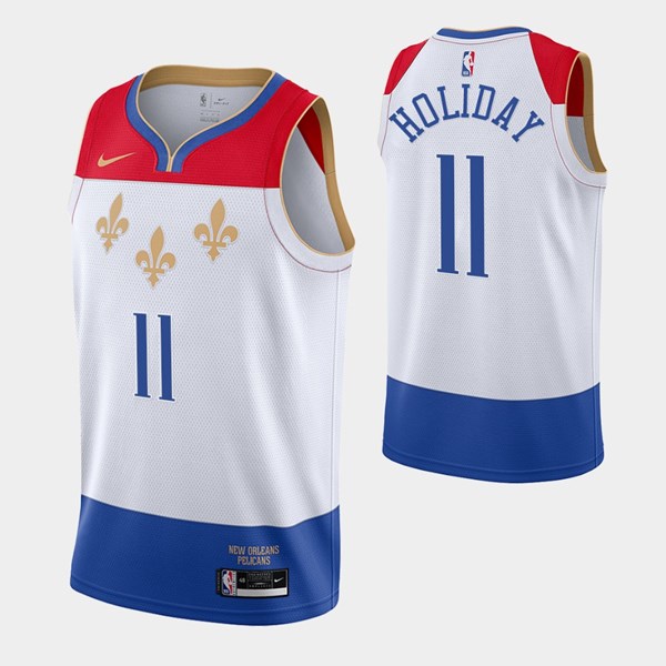 Men's New Orleans Pelicans #11 Jrue Holiday White NBA City Edition New Uniform 2020-21 Stitched Jersey